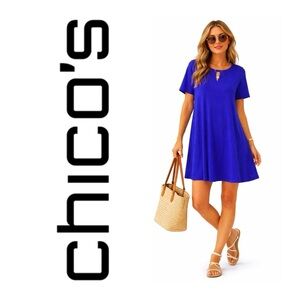 CHICO’S Royal Blue Swing T Shirt Dress